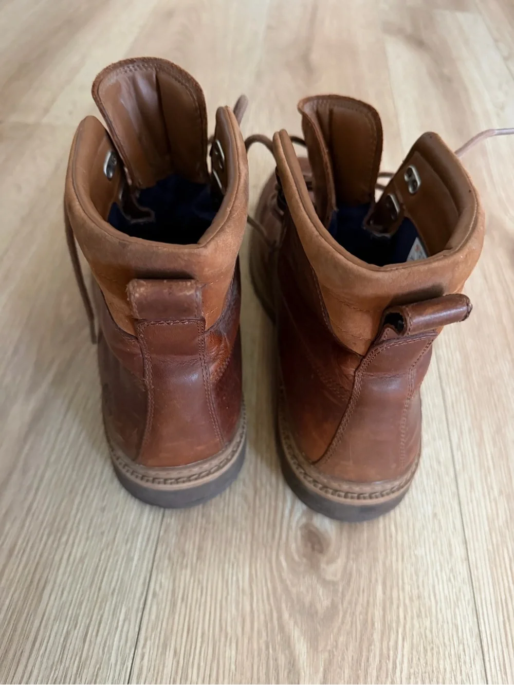 Timberland Brown Leather Lace-Up Work Boots with Padded Collar